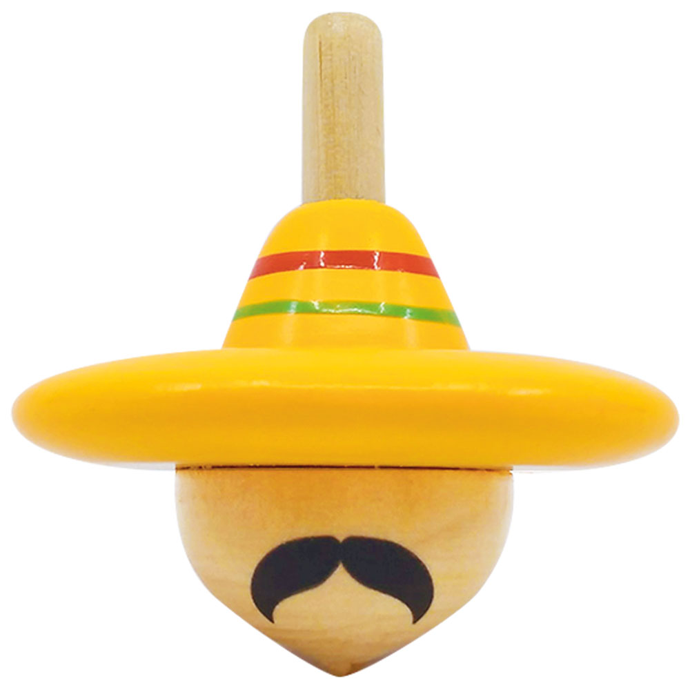 Svoora Wooden Top Spinning Hat: 'The Mexican' 5.5 cm (Assortment 6 pcs)