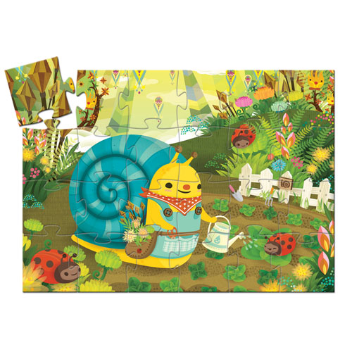 Djeco Silhouette puzzles Snail goes plant picking -24p