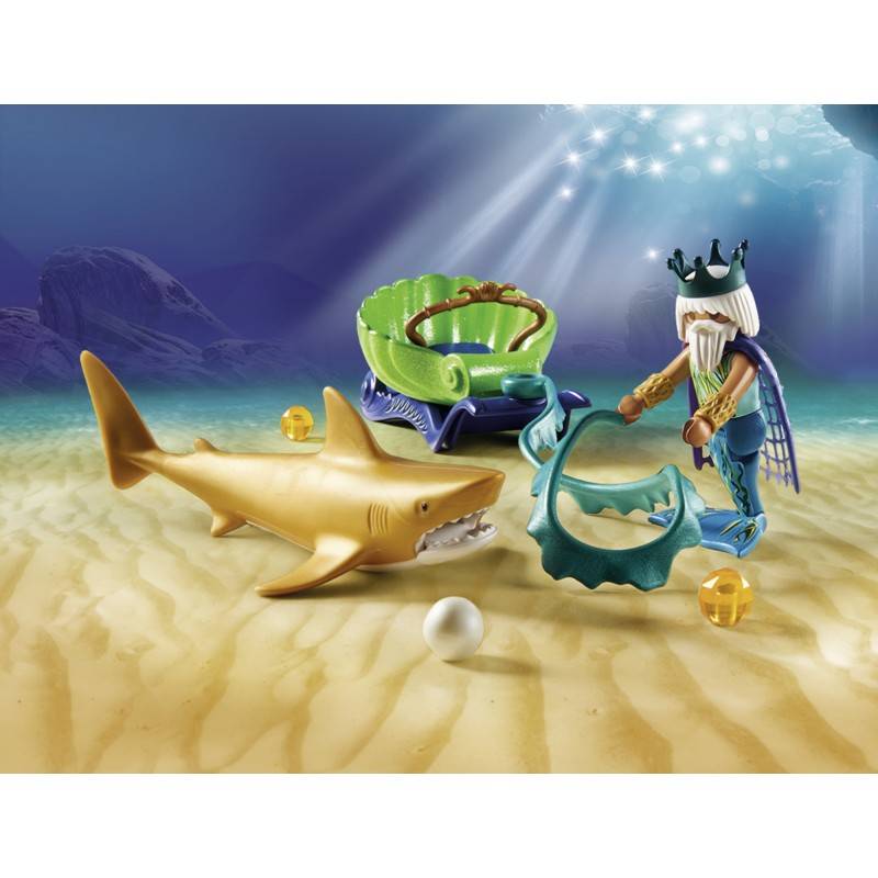 Playmobil Magic King Of The Sea With Shark Carriage 
