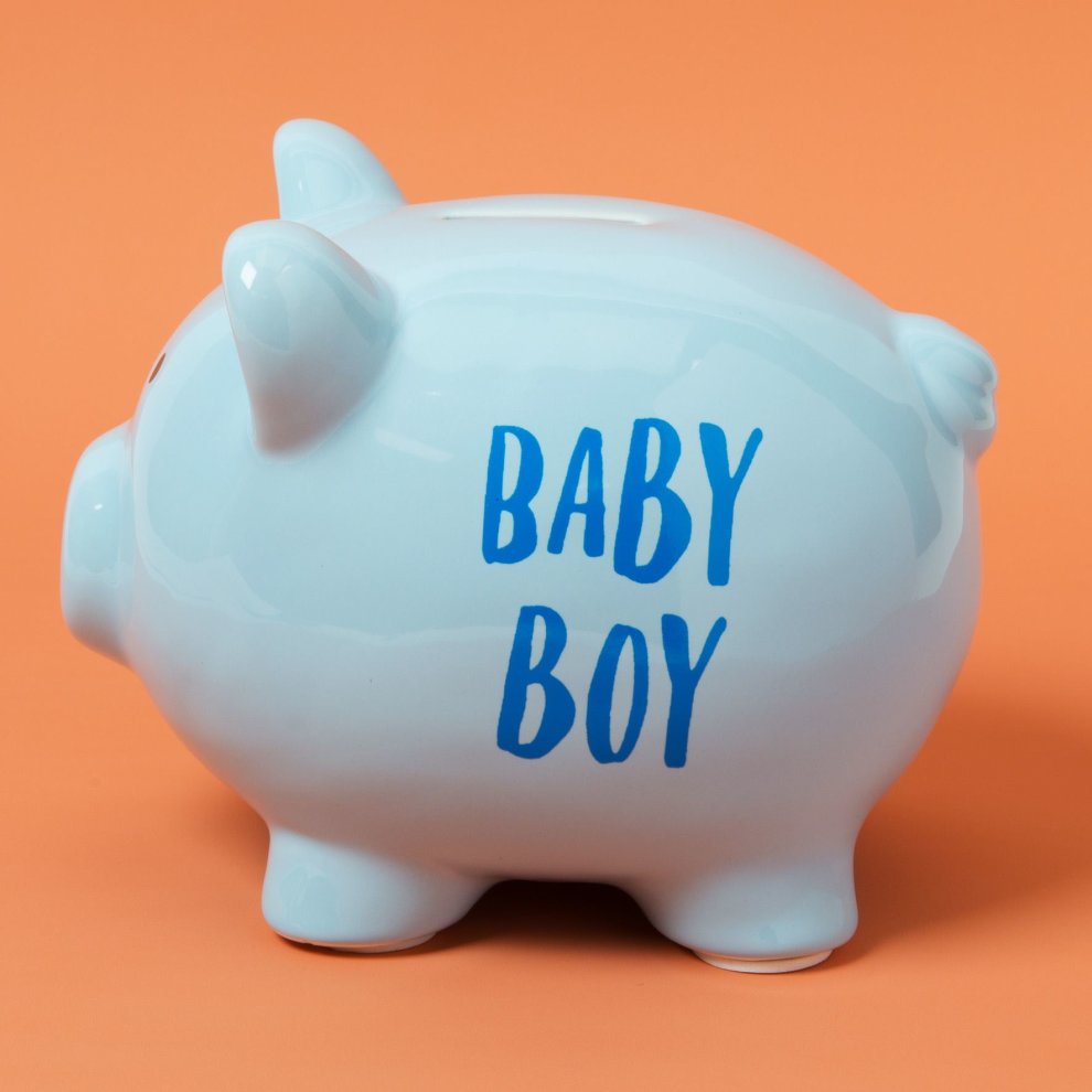 PENNIES & DREAMS CERAMIC PIG MONEY BANK - BABY BOY