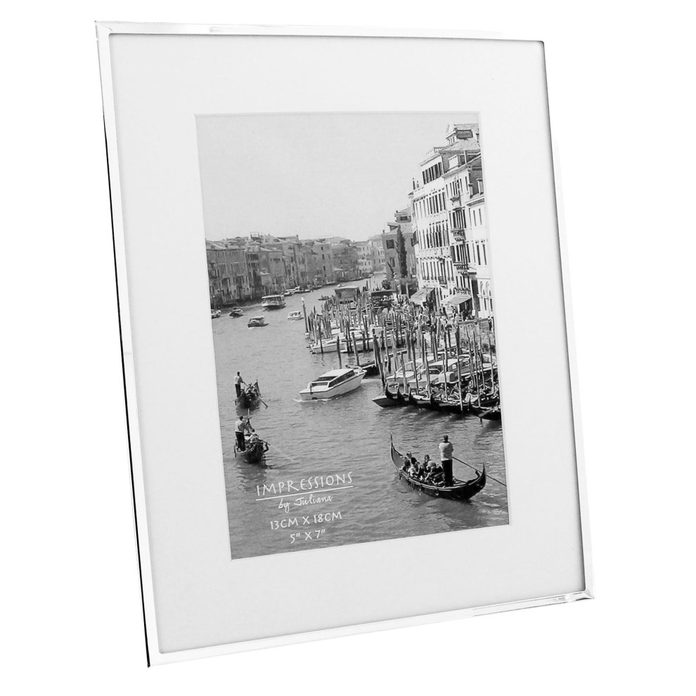 IMPRESSIONS SILVERPLATED PHOTO FRAME WHITE BORDER 5 X 7