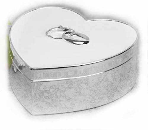 AMORE SILVERPLATED & WHITE EPOXY HEART TRINKET BOX