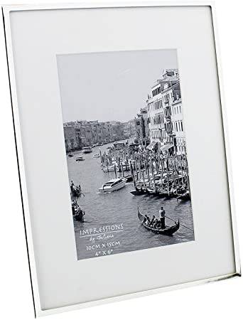 IMPRESSIONS SILVERPLATED PHOTO FRAME WHITE BORDER 6 X 8