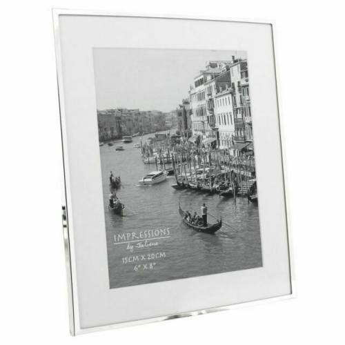 IMPRESSIONS SILVERPLATED PHOTO FRAME WHITE BORDER 6 X 8