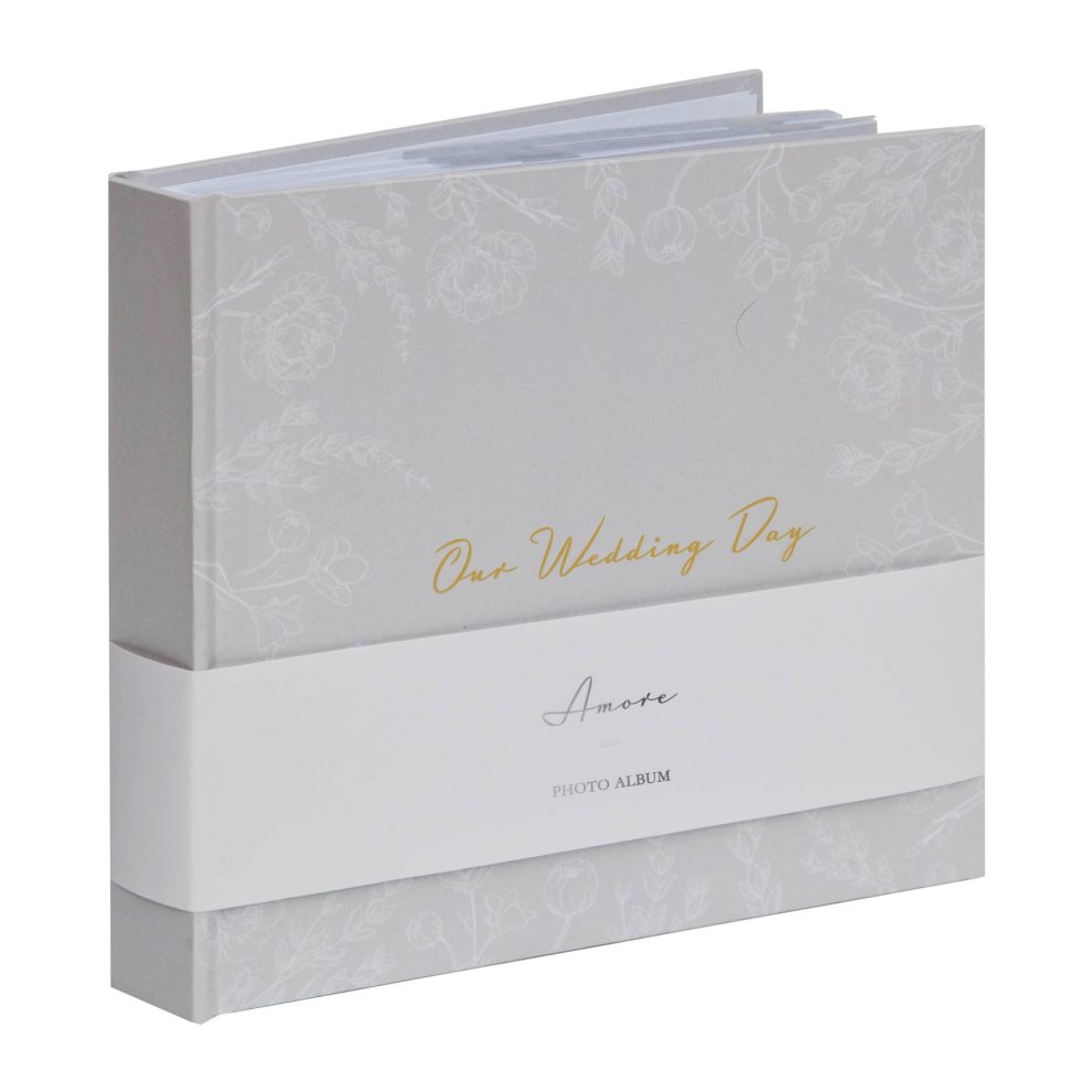 OUR WEDDING DAY GREY FLORAL PHOTO ALBUM 5 X 7 50 PAGES