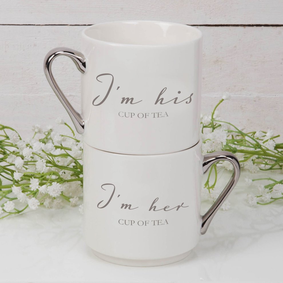 AMORE STACKABLE MUG GIFT SET - IM HIS & HER CUP OF TEA