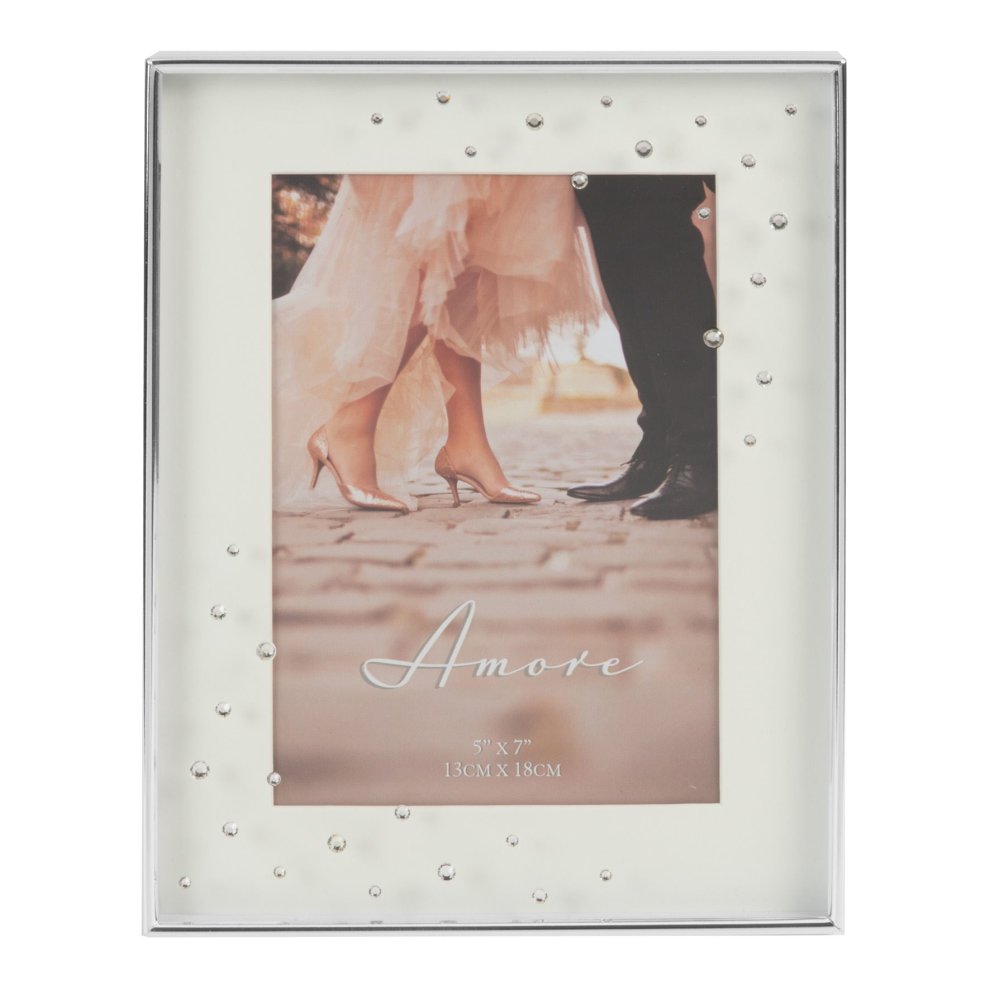 AMORE SILVERPLATED BOX FRAME WITH CRYSTALS 5 X 7