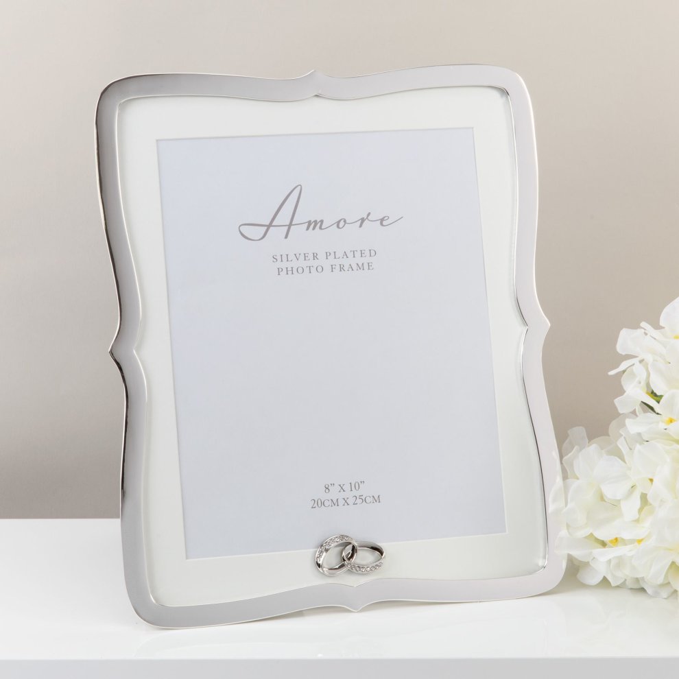 AMORE SILVERPLATED SCALLOP FRAME WITH RINGS 8 X 10