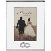 Amore Thin Silverplated Border Box Frame with Rings 8 x 10