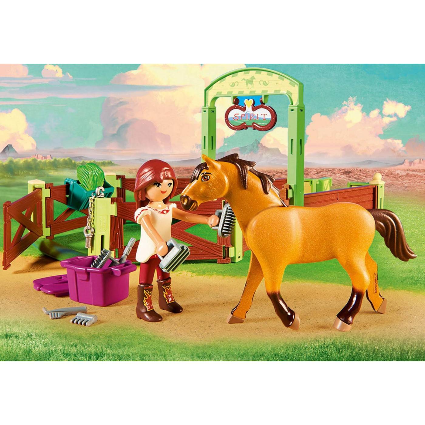 PLAYMOBIL 9478 DREAMWORKS SPIRIT LUCKY AND SPIRIT WITH HORSE STALL FOR CHILDREN