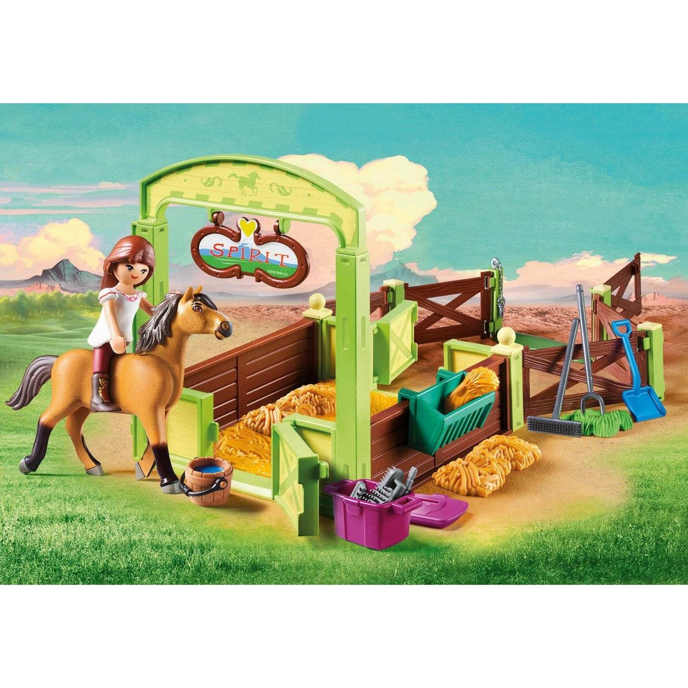 PLAYMOBIL 9478 DREAMWORKS SPIRIT LUCKY AND SPIRIT WITH HORSE STALL FOR CHILDREN