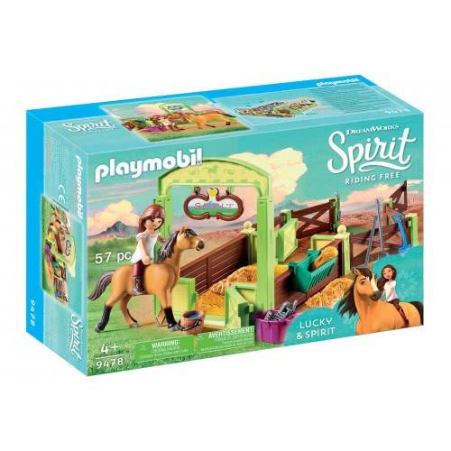 PLAYMOBIL 9478 DREAMWORKS SPIRIT LUCKY AND SPIRIT WITH HORSE STALL FOR CHILDREN