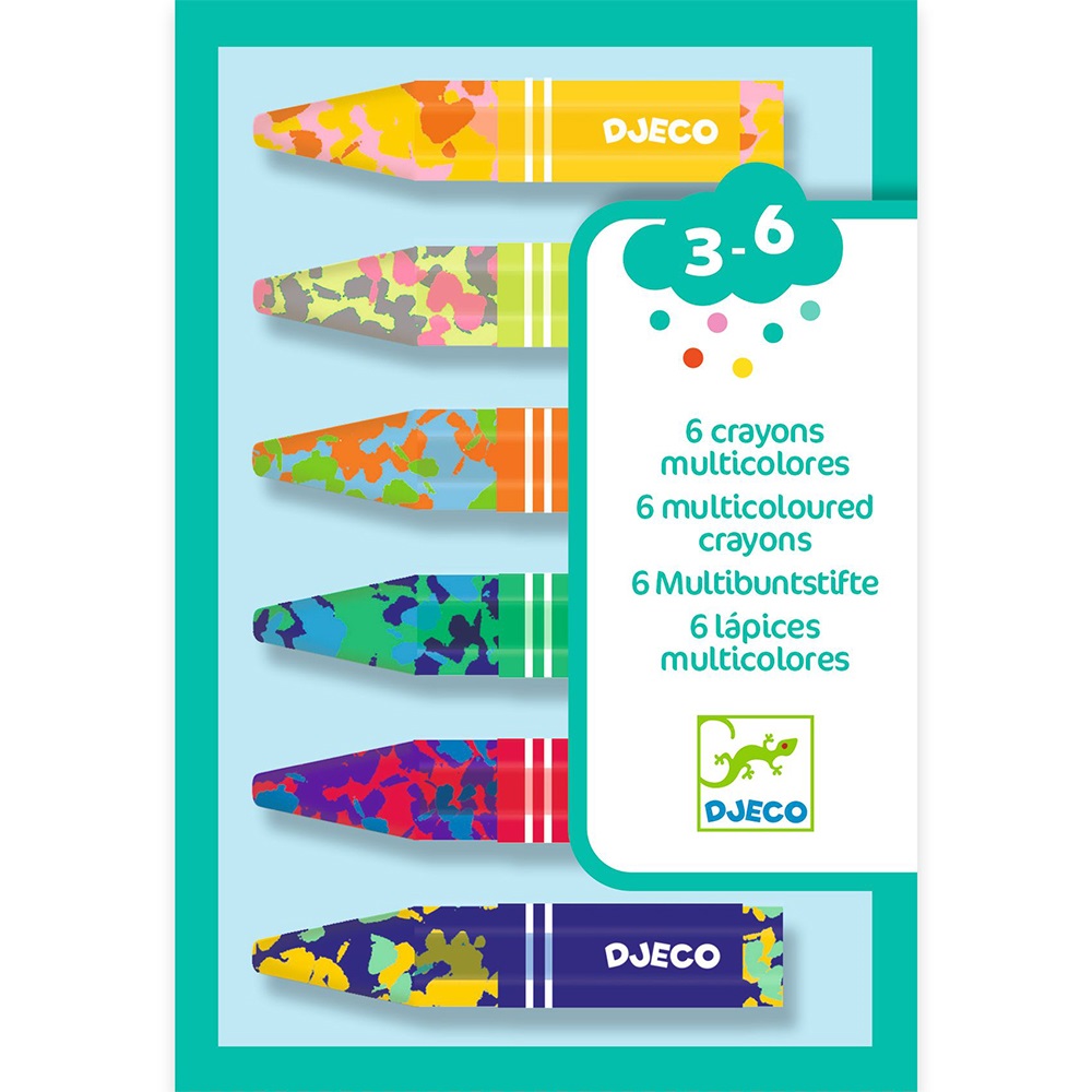 Djeco 6 multicoloured flower crayons
