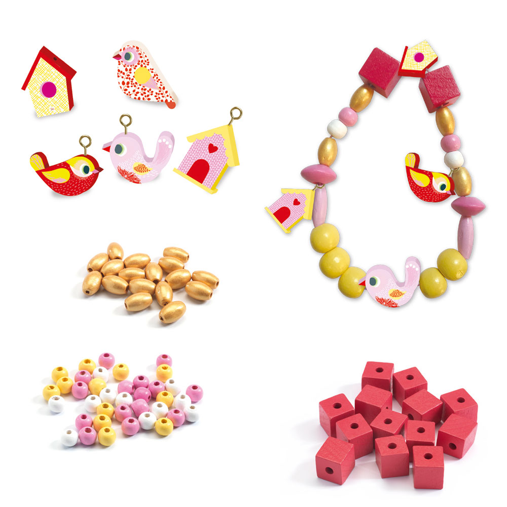 Djeco For older children - Beads and Jewellery Wooden beads, bird