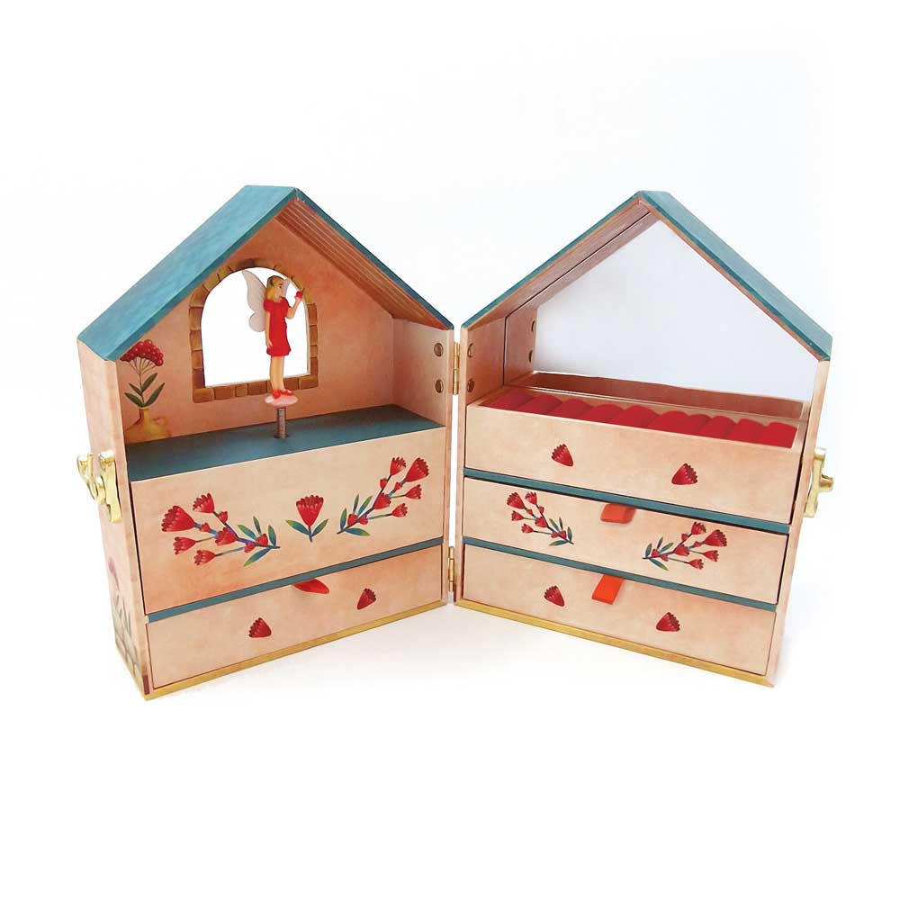 SVOORA MUSICAL JEWELRY BOX FAIRY HOUSE WITH RING HOLDER & WIDE MIRROR ELLIE