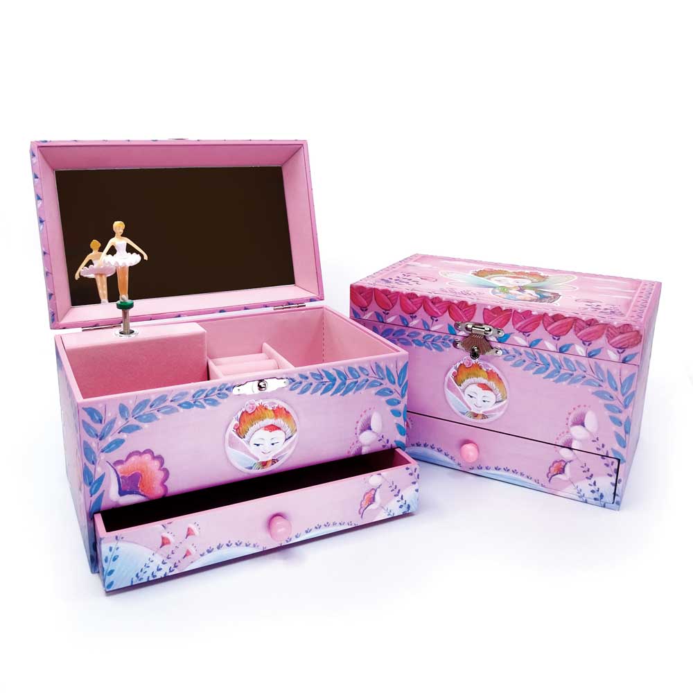 SVOORA MUSICAL JEWELRY BOX ESPERIDES WITH RING HOLDER, DRAWER & WIDE MIRROR CHLOE