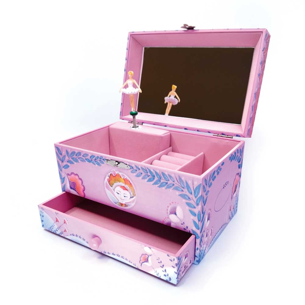 SVOORA MUSICAL JEWELRY BOX ESPERIDES WITH RING HOLDER, DRAWER & WIDE MIRROR CHLOE