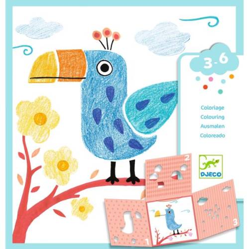 DJECO COLOURING 3 STENCILS, 1 IMAGE