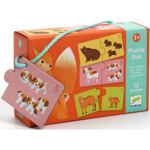 DJECO EDUCATIONAL GAMES - PUZZLE DUO-TRIO BABY ANIMALS