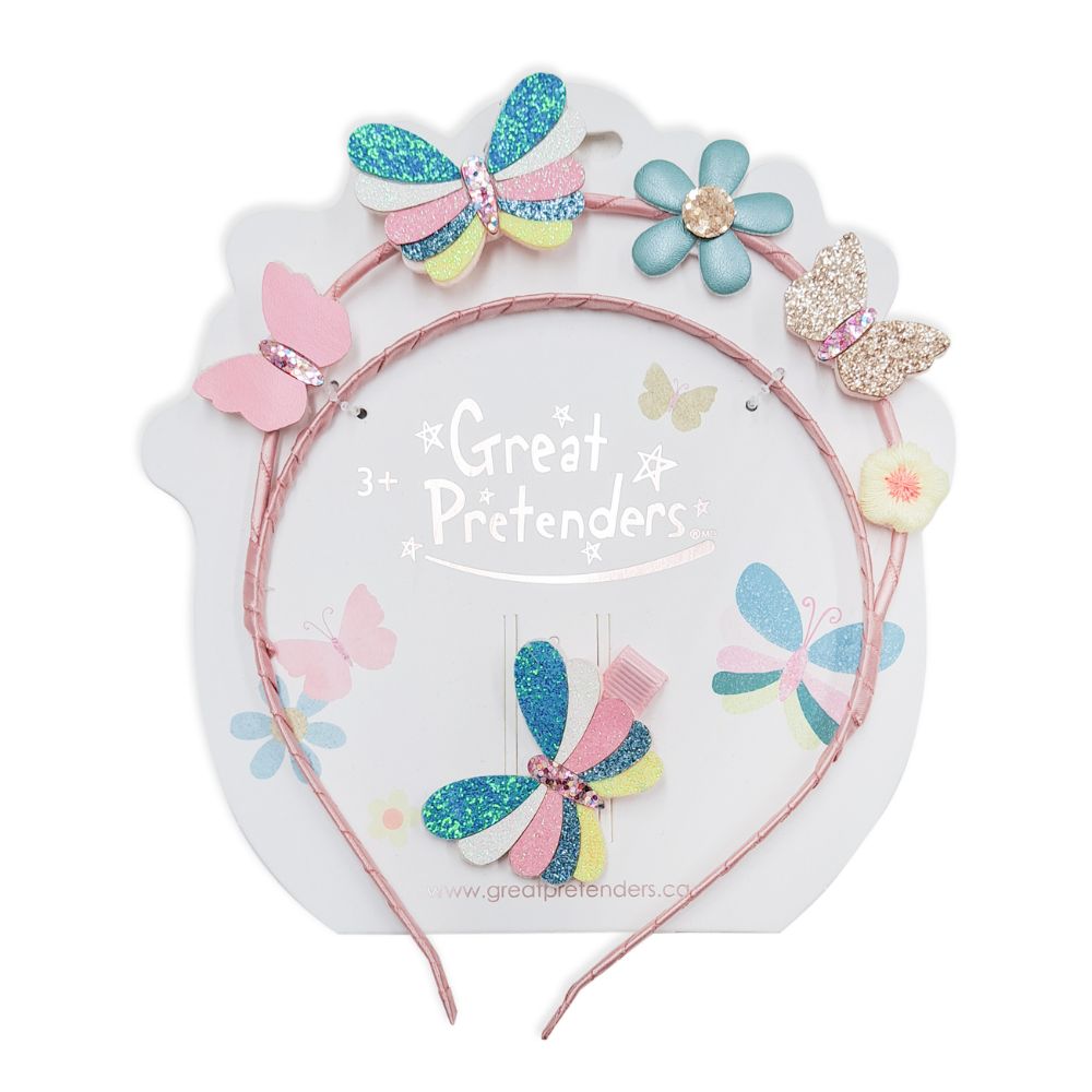 GREAT PRETENDERS BUTTERFLIES FOR DAYS HEADBAND & CLIP, 2PC