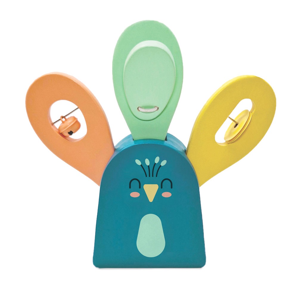 SVOORA WOODEN MUSICAL SET PEACOCK WITH MARACA, JINGLES STICK, BELL STICK AND CASTANET