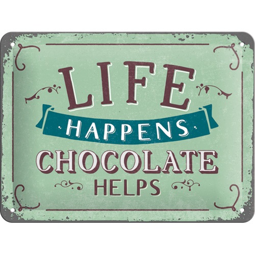 Nostalgic Tin Sign 15x20 Word Up Life Happens - Chocolate Helps